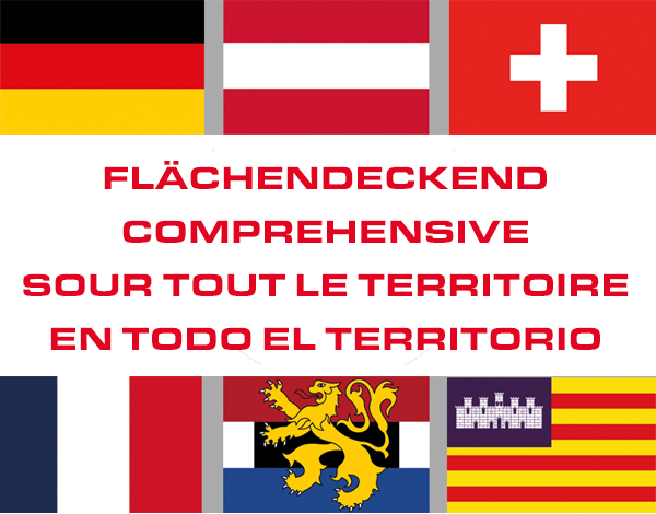 [[Translate to "Français"]] Flächendeckend für Deutschland, BeNeLux, Österreich, Schweiz, Frankreich und die Balearischen Inseln