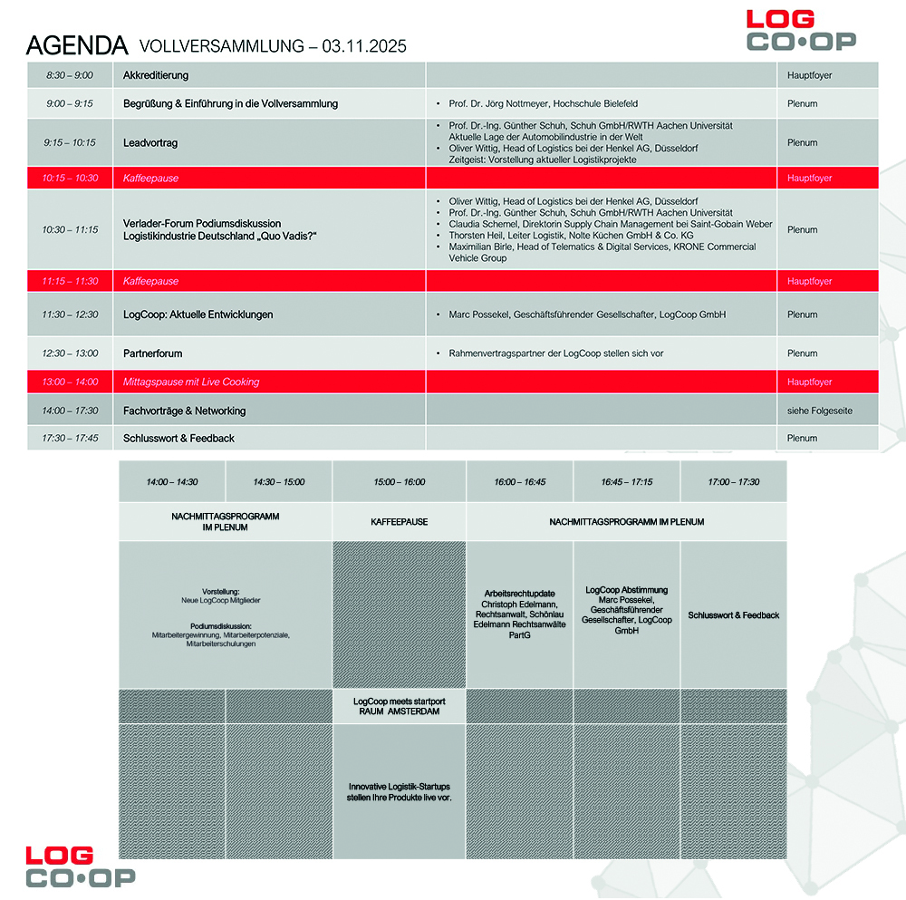LogCoop Vollversammlung 2025 Agenda LogCoop Vollversammlung 2025 Agenda
